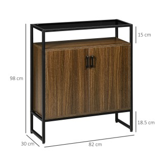 HOMCOM Ντουλάπι με Δύο Πόρτες από MDF με Κορυφή σε Tempered Glass, ...