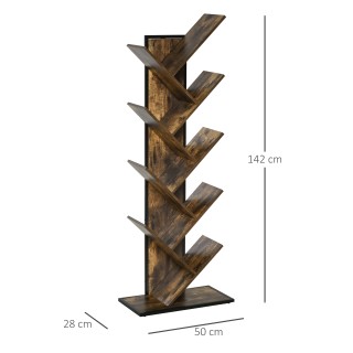 Σχεδιασμός βιβλιοθήκης Homcom σε βιομηχανικό στυλ ξύλινο δέντρο με ...