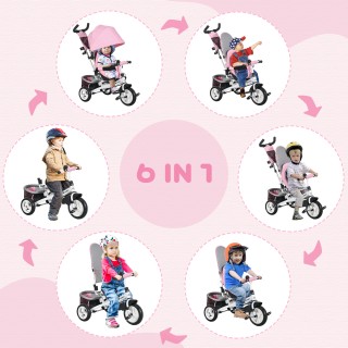 Τρίκυκλο HOMCOM για παιδιά 1-5 ετών με λαβή και ρυθμιζόμενο κουβούκ... Τρίκυκλο HOMCOM για παιδιά 1-5 ετών με λαβή και ρυθμιζόμενο κουβούκ...