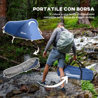 Σκηνή Camping Outsunny Polyester και Oxford Fabric με εσωτερικό γάν...