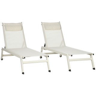 Ξαπλώστρα Outsunny Chaise Longue από αλουμίνιο και πολυεστέρα, Σετ ... Ξαπλώστρα Outsunny Chaise Longue από αλουμίνιο και πολυεστέρα, Σετ ...