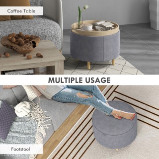 HOMCOM Velvety Container Πουφ 120 κιλών max με καπάκι, σε MDF και δ...