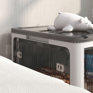 HOMCOM 69L Στοιβαζόμενο και αναδιπλούμενο πλαστικό δοχείο με καπάκι...