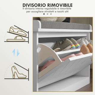 HOMCOM πάγκος παπουτσιών που εξοικονομεί χώρο με μαξιλάρι και πτυσσ...