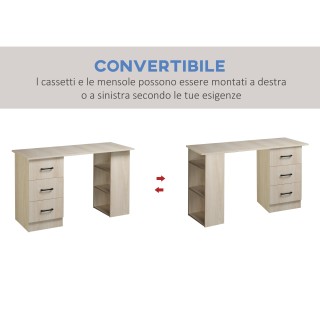 HOMCOM Μοντέρνο Γραφείο Η/Υ για Υπνοδωμάτιο με 3 Συρτάρια και 3 Ξύλ...