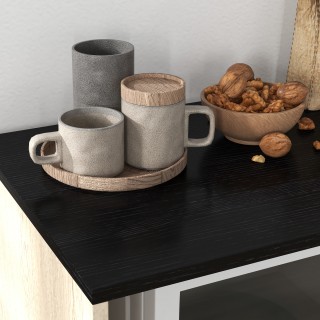 Τρόλεϊ κουζίνας μοριοσανίδας HOMCOM με ανοιχτό ράφι, ντουλάπι 2 θυρ...