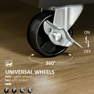 Ξύλινο τρόλεϊ κουζίνας HOMCOM πολλαπλών χρήσεων με 2 συρτάρια, ντου...