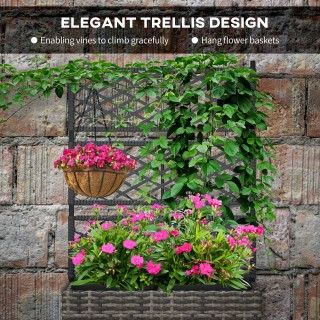 Outsunny Planter με πλέγμα για αναρρίχηση με 2 γλάστρες από ατσάλι ...