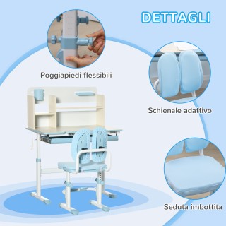 Σετ Σχολικό Μεταλλικό Γραφείο 80 x 52 x 88-109 cm με Καρέκλα 2 τμχ ...