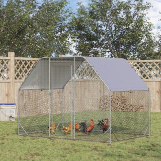 PawHut Chicken Run with Cover for 4-6 Chickens Steel, 280x190x195 c...