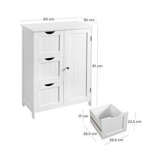 Ντουλάπι Μπάνιου με 3 Συρτάρια 60 x 30 x 81 cm VASAGLE BBC49WT