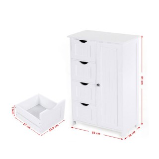 Ντουλάπι Μπάνιου με 4 Συρτάρια 55 x 81 x 30 cm Songmics LHC41W Ντουλάπι Μπάνιου με 4 Συρτάρια 55 x 81 x 30 cm Songmics LHC41W
