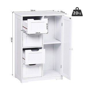 Ντουλάπι Μπάνιου με 4 Συρτάρια 56 x 83 x 30 cm Kleankin 834-181 Ντουλάπι Μπάνιου με 4 Συρτάρια 56 x 83 x 30 cm Kleankin 834-181