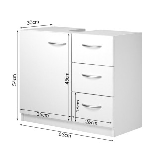 Ντουλάπι Νιπτήρα με 3 Συρτάρια 63 x 30 x 54 cm Bakaji 02814582 Ντουλάπι Νιπτήρα με 3 Συρτάρια 63 x 30 x 54 cm Bakaji 02814582