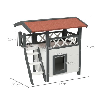 PawHut Outdoor Cat House με Βεράντα και Ξύλινη Σκάλα, 77x50x73cm, Λ... PawHut Outdoor Cat House με Βεράντα και Ξύλινη Σκάλα, 77x50x73cm, Λ...