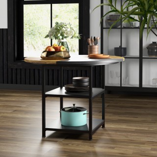 Τραπεζαρία HOMCOM για 4-6 άτομα με 2 ενσωματωμένα ράφια, σε ατσάλι ...