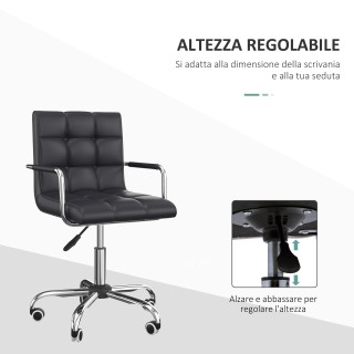 Καρέκλα Γραφείου 52.5 x 54 x 84-99 cm Χρώματος Μαύρο HOMCOM 02-0697