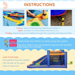Outsunny Bouncy Castle για παιδιά 3-8 ετών με τσουλήθρα, τραμπολίνο...