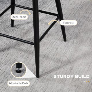 Σετ σκαμπό κουζίνας HOMCOM 2 τμχ από πολυεστέρα, ατσάλι και αφρό με... Σετ σκαμπό κουζίνας HOMCOM 2 τμχ από πολυεστέρα, ατσάλι και αφρό με...