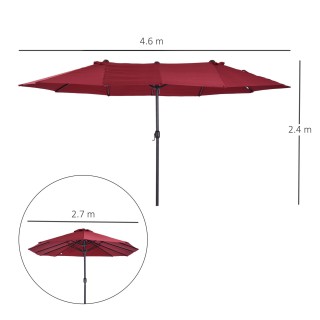 Ομπρέλα Outsunny Garden 460x270x240cm Διπλή με άνοιγμα μανιβέλας, α...