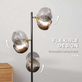 HOMCOM Μεταλλικό Φωτιστικό δαπέδου δέντρου με 3 γυάλινα αμπαζούρ, Ø...