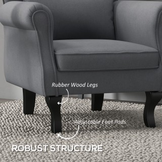 HOMCOM Vintage πολυθρόνα σαλονιού από ύφασμα με οσφυϊκό μαξιλάρι κα...