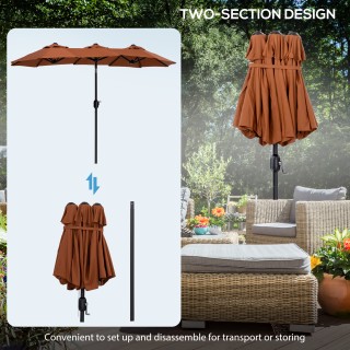 Outsunny Διπλή ανακλινόμενη ομπρέλα κήπου με άνοιγμα μανιβέλας, 285... Outsunny Διπλή ανακλινόμενη ομπρέλα κήπου με άνοιγμα μανιβέλας, 285...