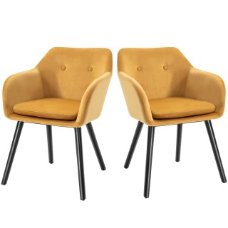 HOMCOM Σετ 2 καρέκλες τραπεζαρίας με επένδυση και βελούδινα μπράτσα...