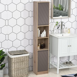 Homcom Ξύλινο ντουλάπι μπάνιου εξοικονόμησης χώρου με 2 ντουλάπια κ...