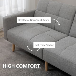 HOMCOM Διπλός καναπές-κρεβάτι με αναπνέον ύφασμα λινό εφέ και ρυθμι...