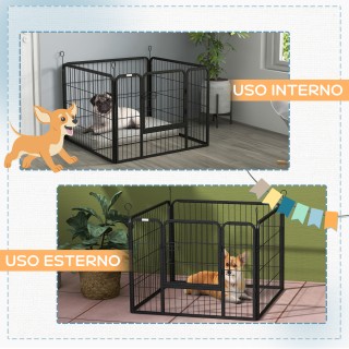 PawHut Folding Metal Dog Fence, για εσωτερική και εξωτερική χρήση μ...