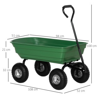Outsunny Garden Cart με ατσάλινη κατασκευή και ελαστικά, 108x52x100...