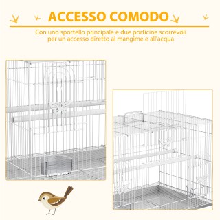 Μεταλλικό Κλουβί Πτηνών με Μπολ για Φαγητό και Λαβή, 60x41x41cm - ... Μεταλλικό Κλουβί Πτηνών με Μπολ για Φαγητό και Λαβή, 60x41x41cm - ...