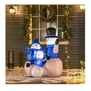 Οικογένεια Φουσκωτών Χιονάνθρωπων 1.20 m με LED Φωτισμό HOMCOM 844-169