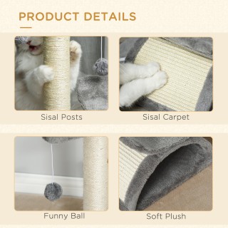 PawHut βελούδινη γάτα που ξύνει δέντρο με κοντάρι σιζάλ, ρείθρο και...