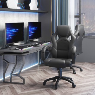 Καρέκλα γραφείου HomCom Gaming Style, Μαύρη A2-0089