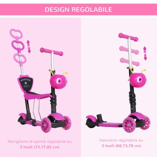 HOMCOM Scooter 3 Wheels for Παιδικό κάθισμα και λαβή με ρυθμιζόμενο...