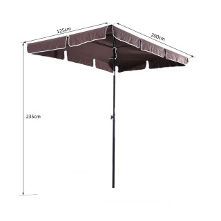 Ομπρέλα Δαπέδου Αλουμινίου 200 x 125 cm Χρώματος Καφέ Outsunny 84D-...