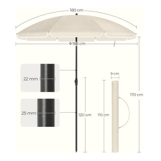 Ομπρέλα Δαπέδου από Ατσάλι 1.6 m Χρώματος Μπεζ Songmics GPU60WTV1 Ομπρέλα Δαπέδου από Ατσάλι 1.6 m Χρώματος Μπεζ Songmics GPU60WTV1