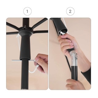 Ομπρέλα Δαπέδου από Ατσάλι 200 x 125 x 240 cm Χρώματος Taupe Songmi...