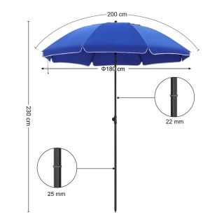 Ομπρέλα Δαπέδου από Ατσάλι με 8 Ακτίνες 2.3 m Χρώματος Μπλε Songmic... Ομπρέλα Δαπέδου από Ατσάλι με 8 Ακτίνες 2.3 m Χρώματος Μπλε Songmic...
