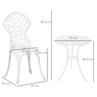 Σετ Κήπου Outsunny 3 τεμαχίων σε λευκό αλουμίνιο, 2 καρέκλες εξωτερ...