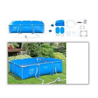 Ορθογώνια Πισίνα με Φίλτρο και Βαλβίδα από Ατσάλι και PVC 252 x 152... Ορθογώνια Πισίνα με Φίλτρο και Βαλβίδα από Ατσάλι και PVC 252 x 152...