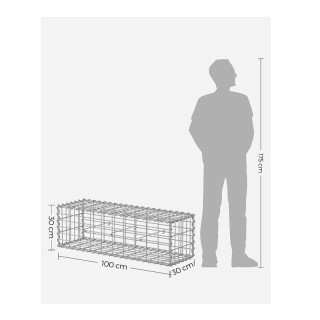 Ορθογώνιο Γαλβανιζέ Συρματοκιβώτιο για Περίφραξη Κήπου 100 x 30 x 3...