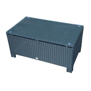 Ορθογώνιο Τραπέζι Κήπου από Συνθετικό Ρατάν με Γυάλινη Επιφάνεια 85...