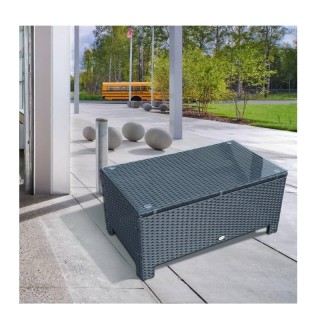 Ορθογώνιο Τραπέζι Κήπου από Συνθετικό Ρατάν με Γυάλινη Επιφάνεια 85...