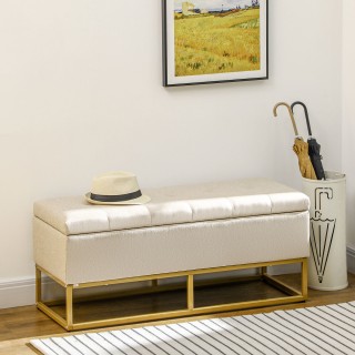 Πάγκος αποθήκευσης HOMCOM από φουντωτό πολυεστέρα με πόδια από χρυσ... Πάγκος αποθήκευσης HOMCOM από φουντωτό πολυεστέρα με πόδια από χρυσ...