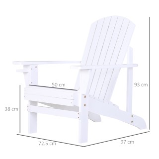Outsunny Garden Chair Adirondack σε λευκό ξύλο 97x72,39x93 cm 01-0016