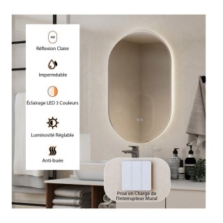 Οβάλ Καθρέπτης Μπάνιου με LED Φωτισμό 80 x 50 cm Costway BA7872DE Οβάλ Καθρέπτης Μπάνιου με LED Φωτισμό 80 x 50 cm Costway BA7872DE