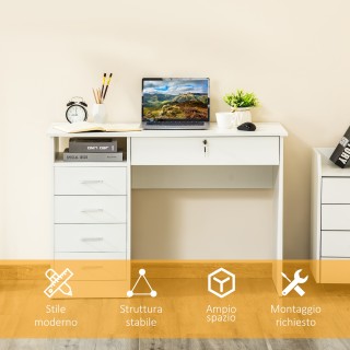 Ξύλινο Γραφείο με 5 Συρτάρια και 1 Ράφι 110 x 50 x 76 cm HOMCOM 836...